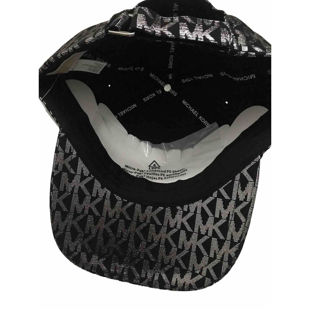 Michael Kors Monogram MK Logo Black / Silver Baseball Cap Hat One Size NWT - Picture 7 of 10